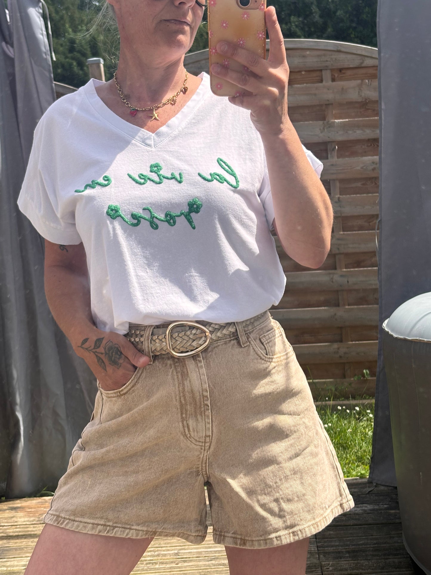 ♡ T-shirt La Vie en Rose Vert Gucci ♡